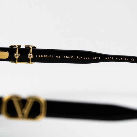 Valentino Women Sunglasses Black Gold Grey Cat Eye V-GOLDCUT - I VLS 113A 55 - Picture 6 of 15